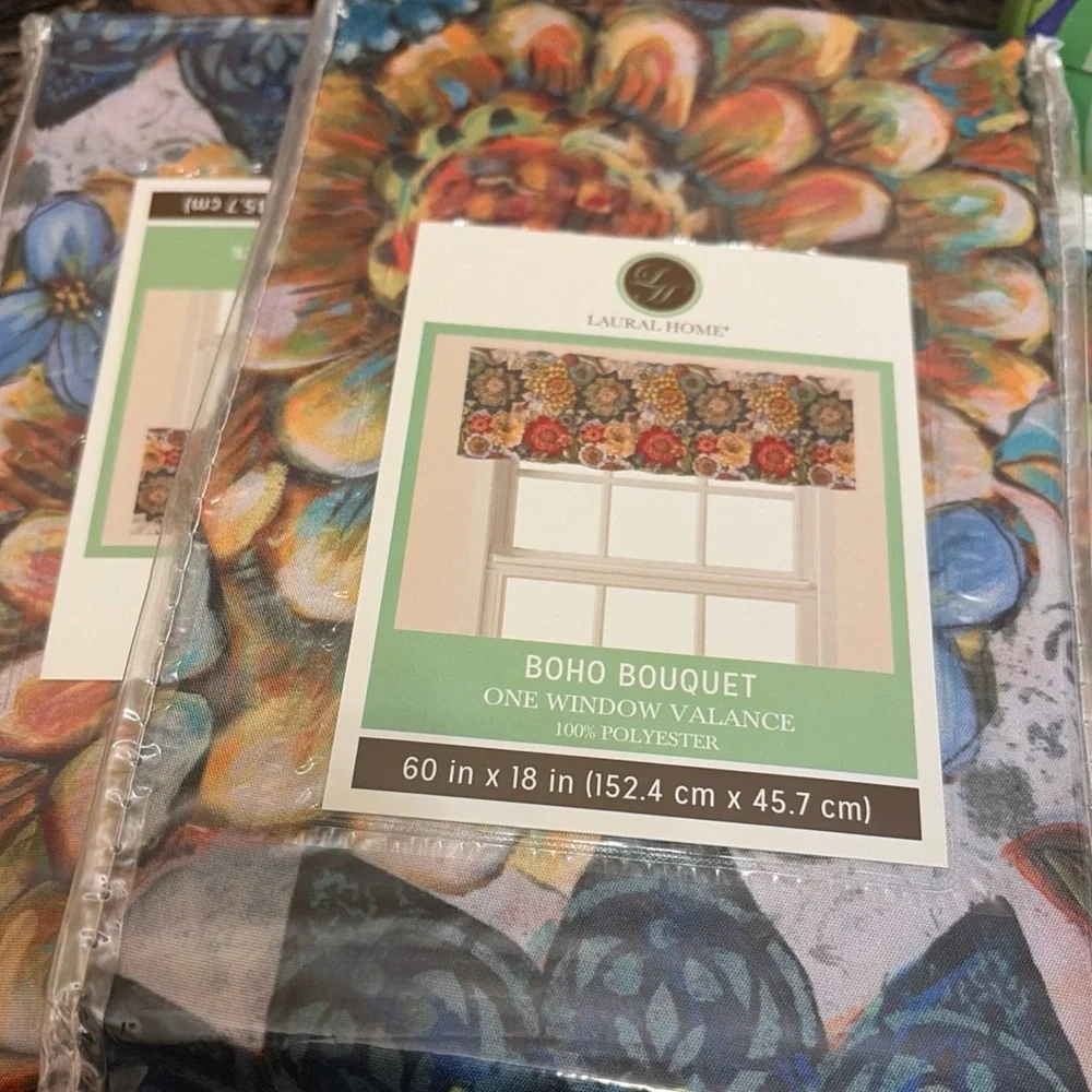 Laural Home Boho Bouquet Floral Window Valances 60 X 18 One Valance Per Package